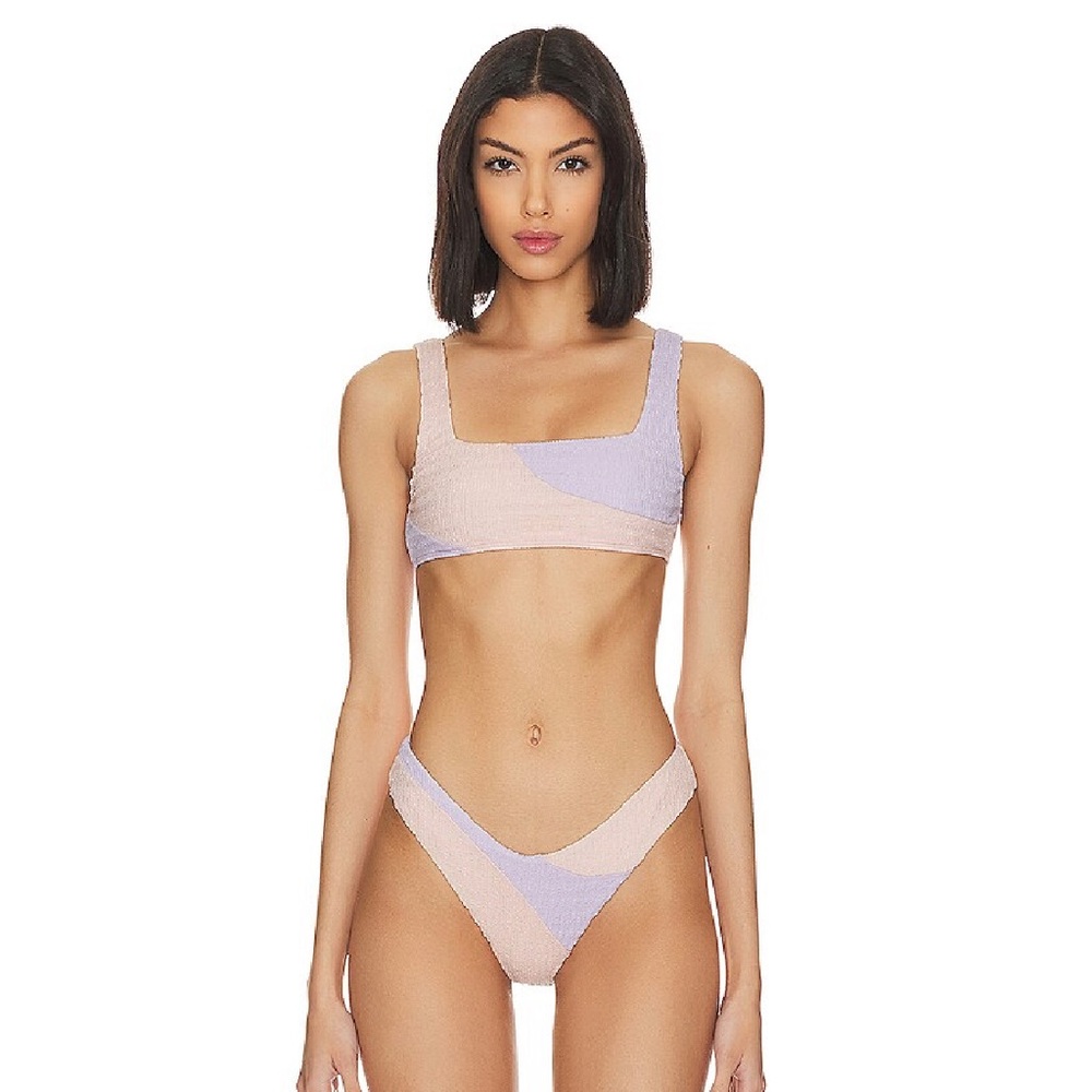 LOVERS + FRIENDS ❤️‍🔥 PINK AND LILAC CATCHA WAVE BIKINI SET SIZE SMALL